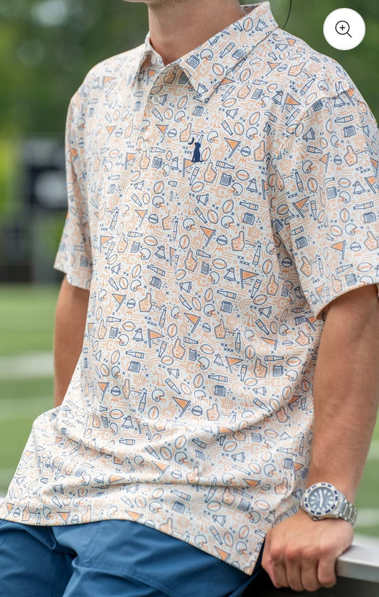 Local Boy Dirty Myrtle Polo - Collegiate Game Day - Navy/Orange