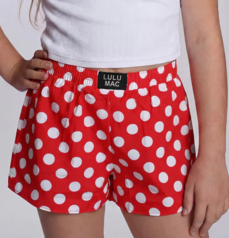 Lulu Mac Red Polka Dot KIDS SHORTS