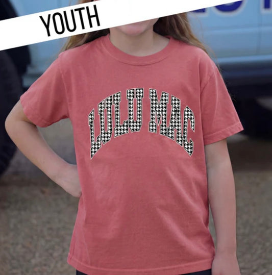 Houndstooth Crimson Youth Comfort Colors Tee