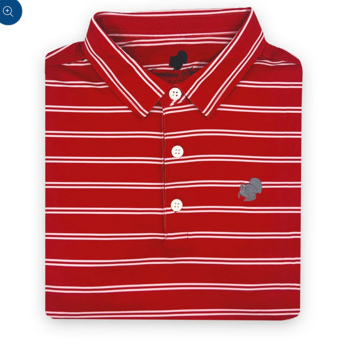American Strutter Performance Polo - Crimson/White with Gray Embroidery
