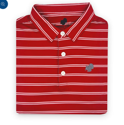 American Strutter Performance Polo - Crimson/White with Gray Embroidery