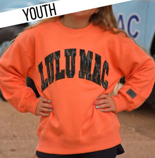 YOUTH MOSSY OAK BOTTOMLAND LULU MAC SWEATSHIRT- Orange