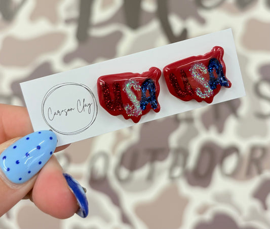 Car+son Clay USA/RED Studs