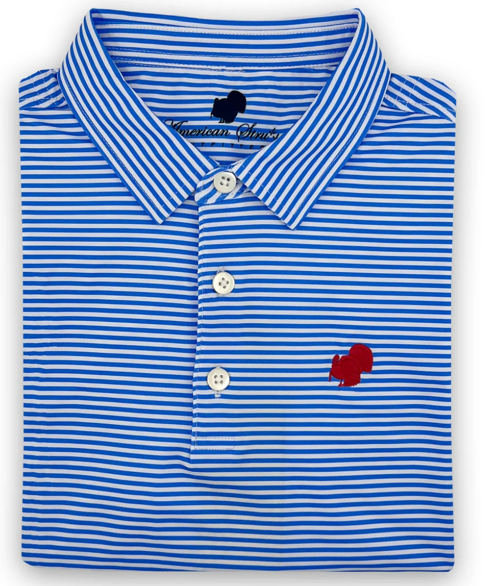 Youth American Strutter Performance Polo - Powder Blue/White