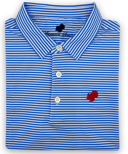 Youth American Strutter Performance Polo - Powder Blue/White