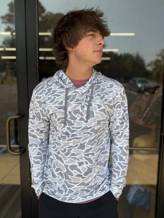 BURLEBO - Performance Hoodie - White Grey Camo