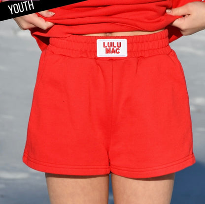 Youth Lulu Mac Terry Cloth Shorts - Red