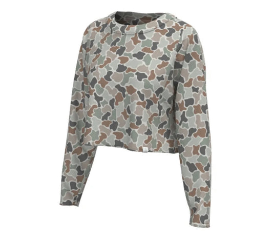 Youth Local Girl Boxy Crop LS Tee-  Forest Camo Flora
