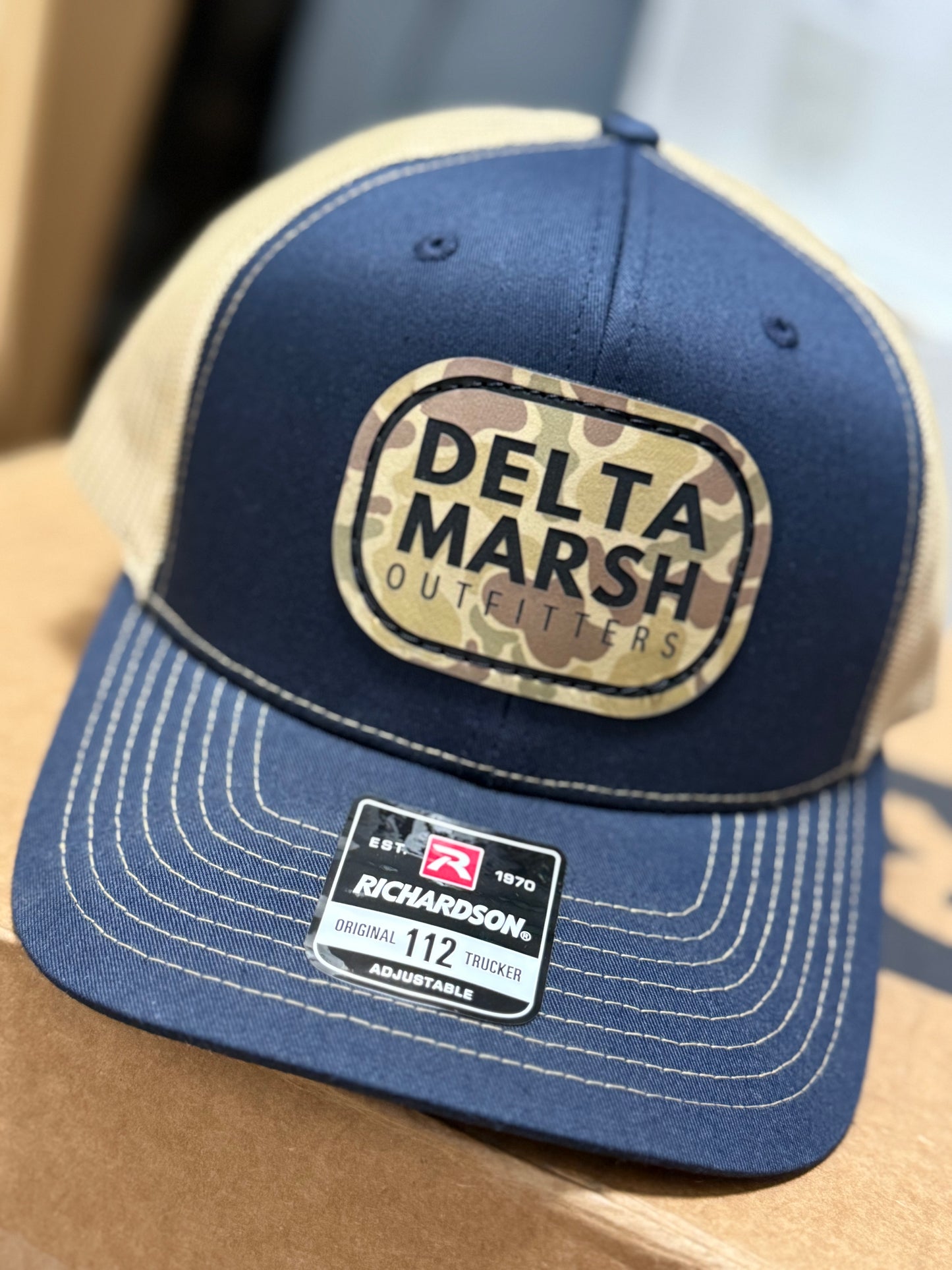 Delta Marsh - Camo Leather Patch - Richardson 112 - Navy/Khaki