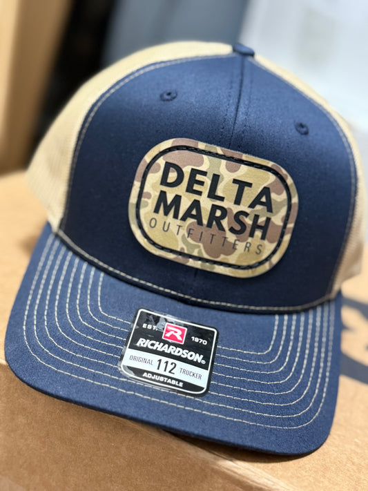 Delta Marsh - Camo Leather Patch - Richardson 112 - Navy/Khaki