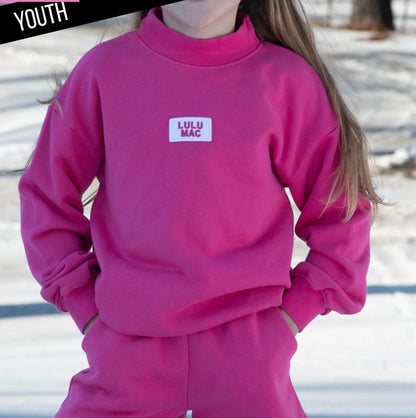 Youth Lulu Mac Longsleeve Terry Cloth Top - Hot Pink