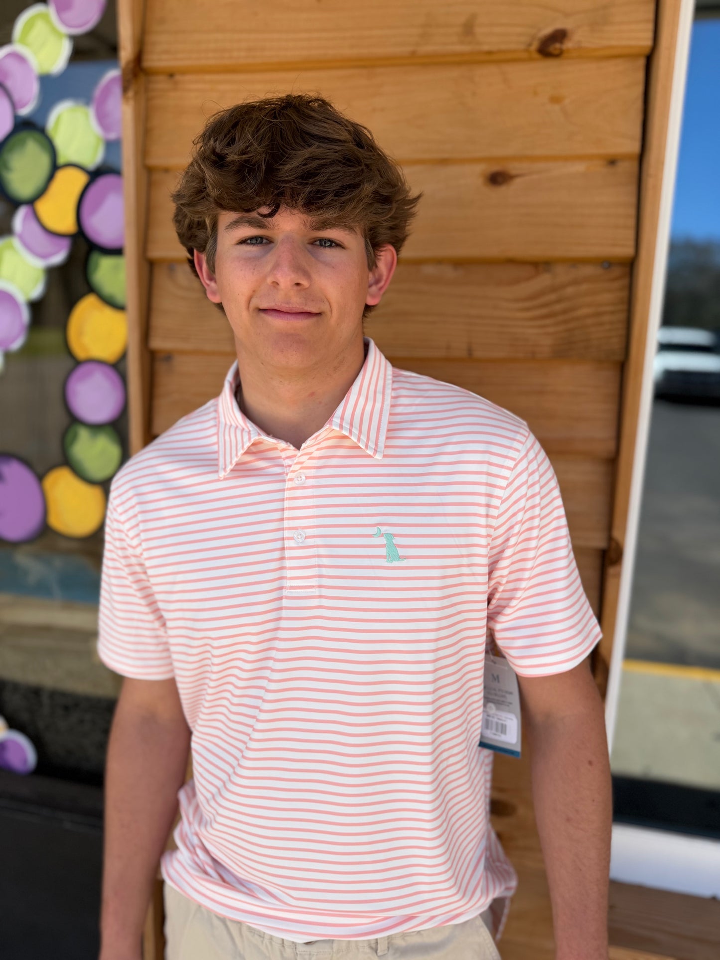 Local Boy Outfitters Edisto Polo - Peach/White