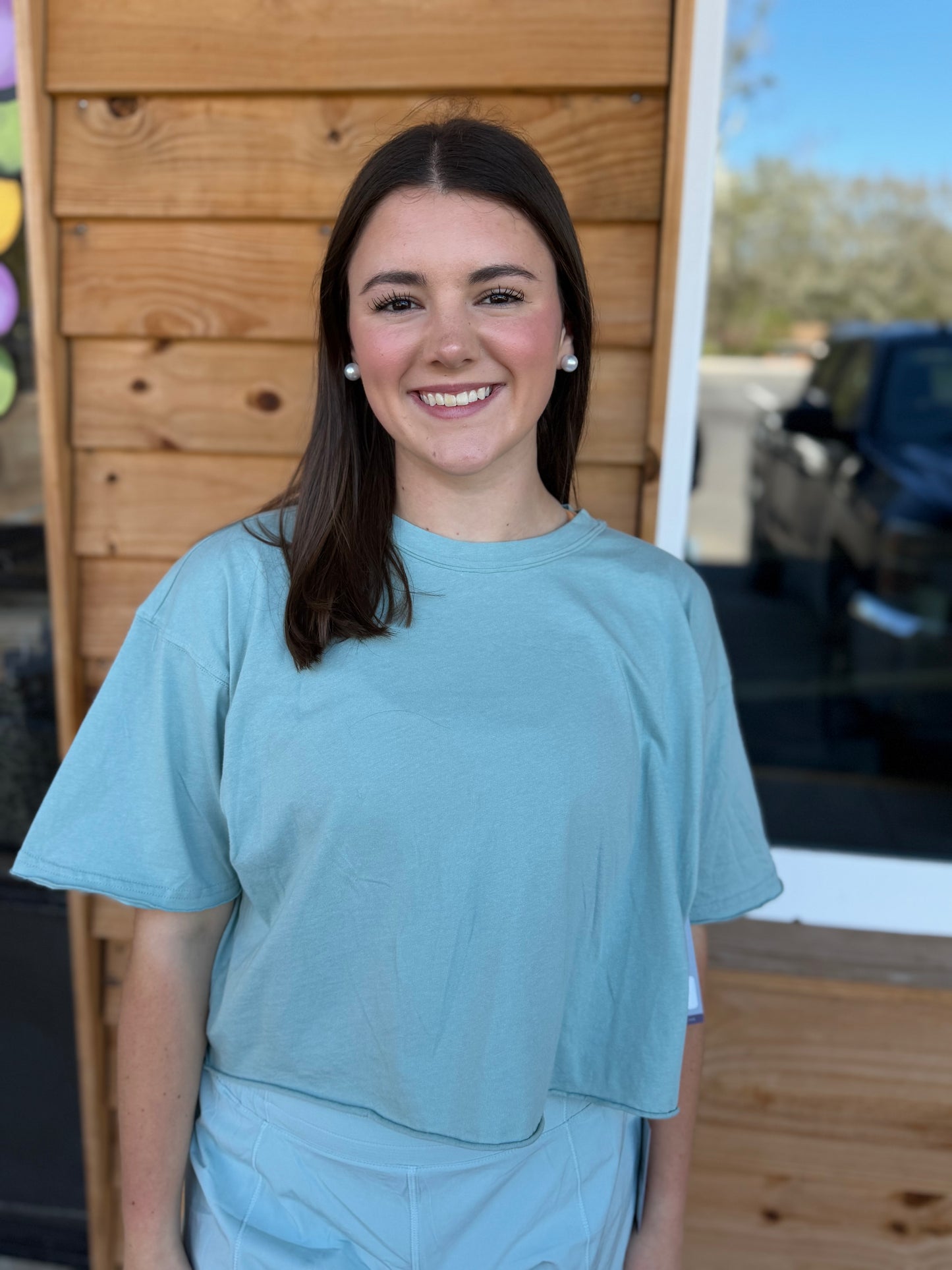 Local Girl Boxy Crop SS Tee - Jade