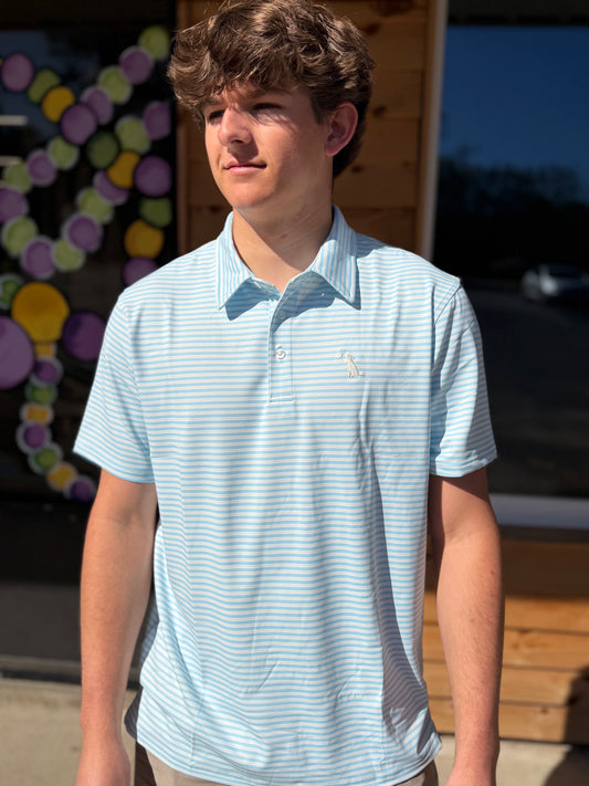 Local Boy Surfside Polo - Ice Blue/Light Sand/White