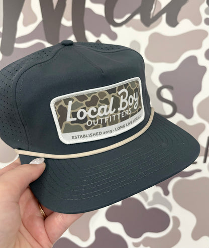 Local Boy Brush Camo Mark Perf LP Rope Hat- Charcoal