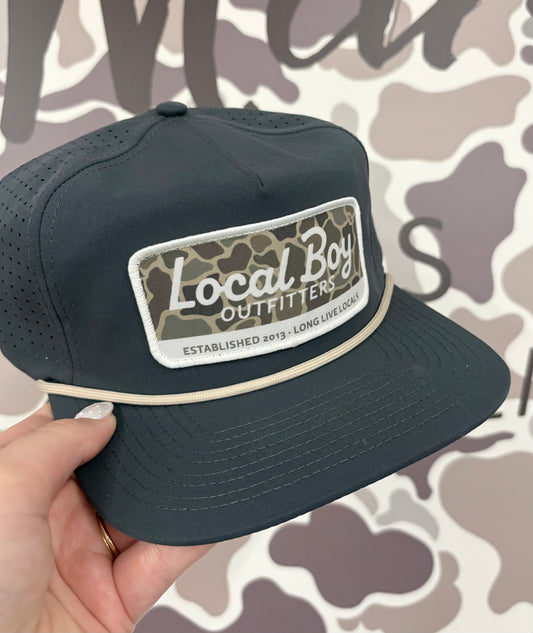 Local Boy Brush Camo Mark Perf LP Rope Hat- Charcoal
