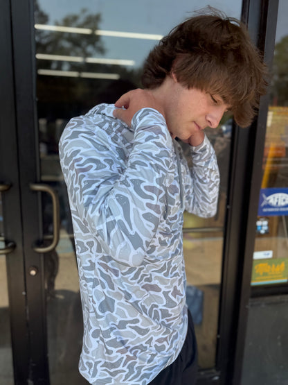 BURLEBO - Performance Hoodie - White Grey Camo