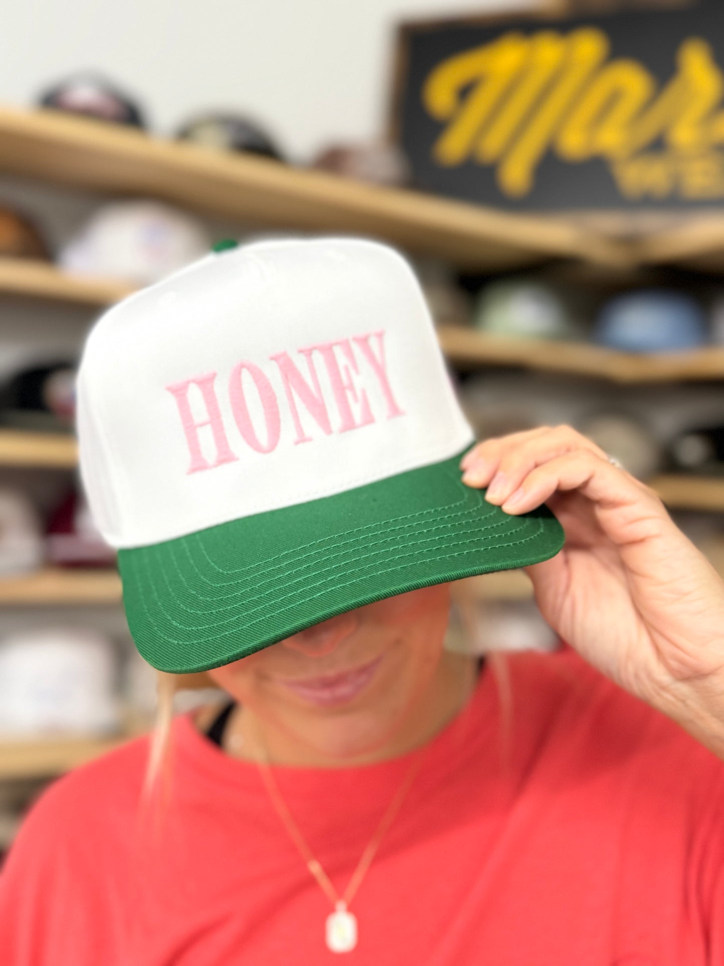 Honey Mad Hatter Hat: Retro Kelly Green/White