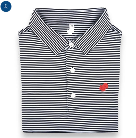 American Strutter Performance Polo - Black/White with Red Embroidery