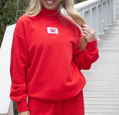 Lulu Mac Longsleeve Terry Cloth Top - Red