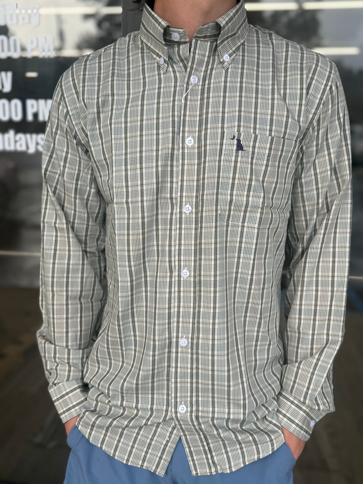 Local Boy Stamps Dress Shirts - Light Beige/Olive/Green