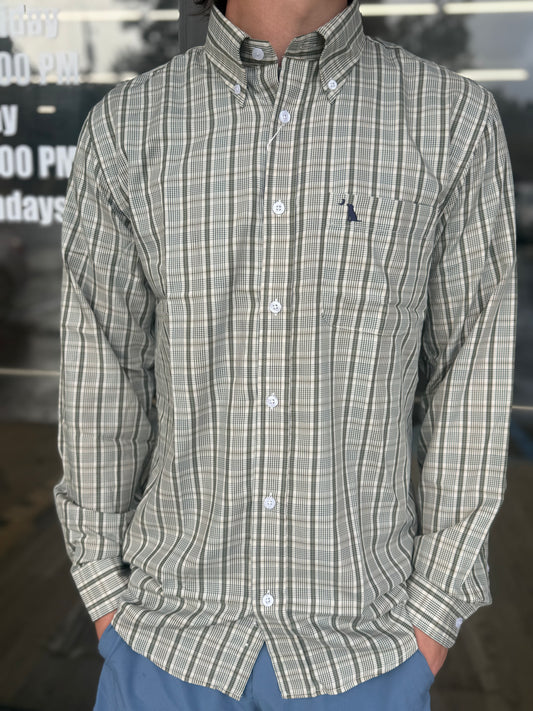 Local Boy Stamps Dress Shirts - Light Beige/Olive/Green