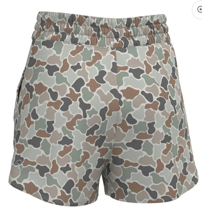 Local Girl High Waisted Volley Shorts Forest Camo Flora