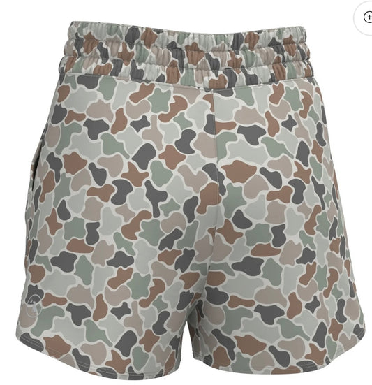 Local Girl High Waisted Volley Shorts Forest Camo Flora