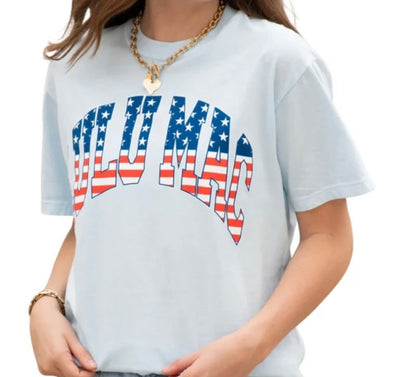 Lulu Mac Stars & Stripes Adult Chambray Comfort Colors T-Shirt