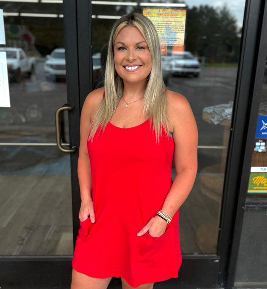 Mini Dress With Built-In Romper Liner - Ruby - CS- 3405A5