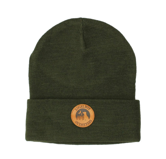 Local Boy Outfitters - Leather Patch Beanie - Olive