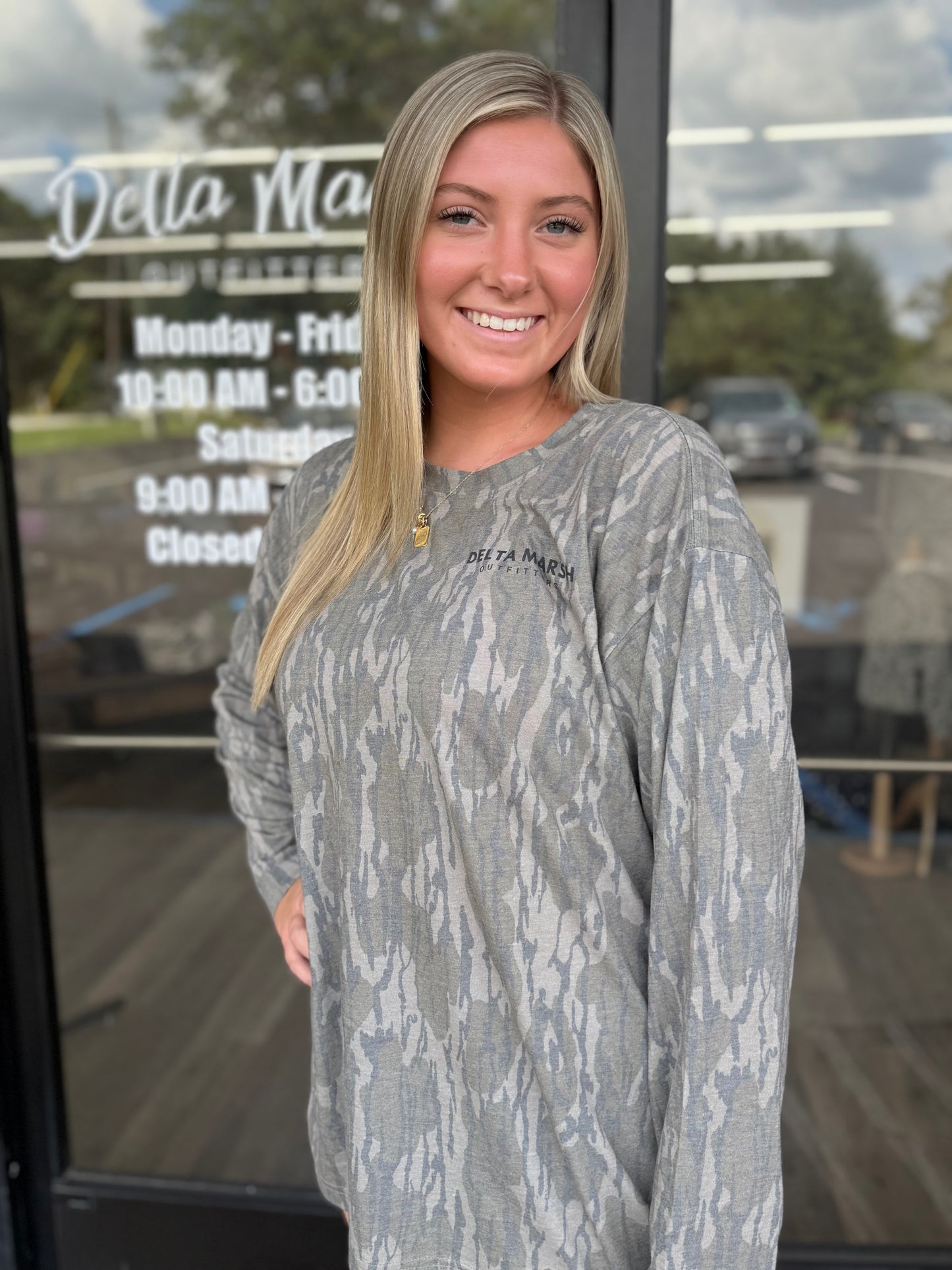 Adult Long Sleeve Mossy Oak OG Delta Marsh Tshirt - Bottomland