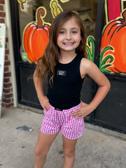 LULU MAC Pink Gingham KIDS SHORTS