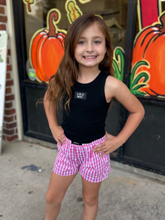 LULU MAC Pink Gingham KIDS SHORTS