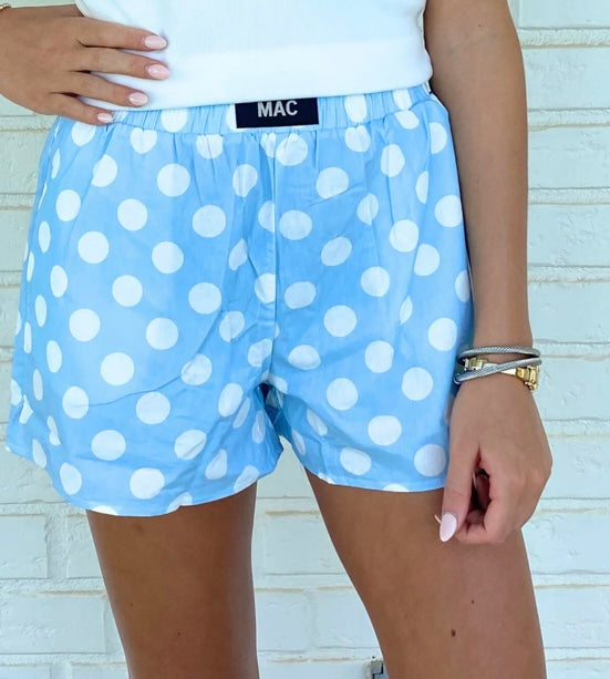LULU MAC Light Blue Polka Dot  BOXER SHORT