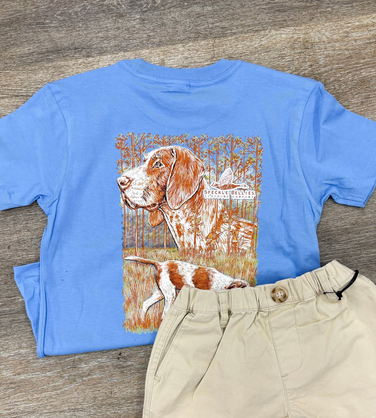 Speckle Bellies - Youth pointer Tee - Azure