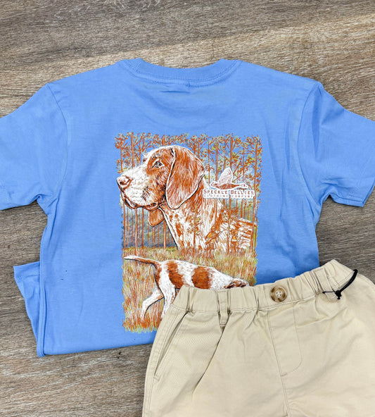Speckle Bellies - Youth pointer Tee - Azure