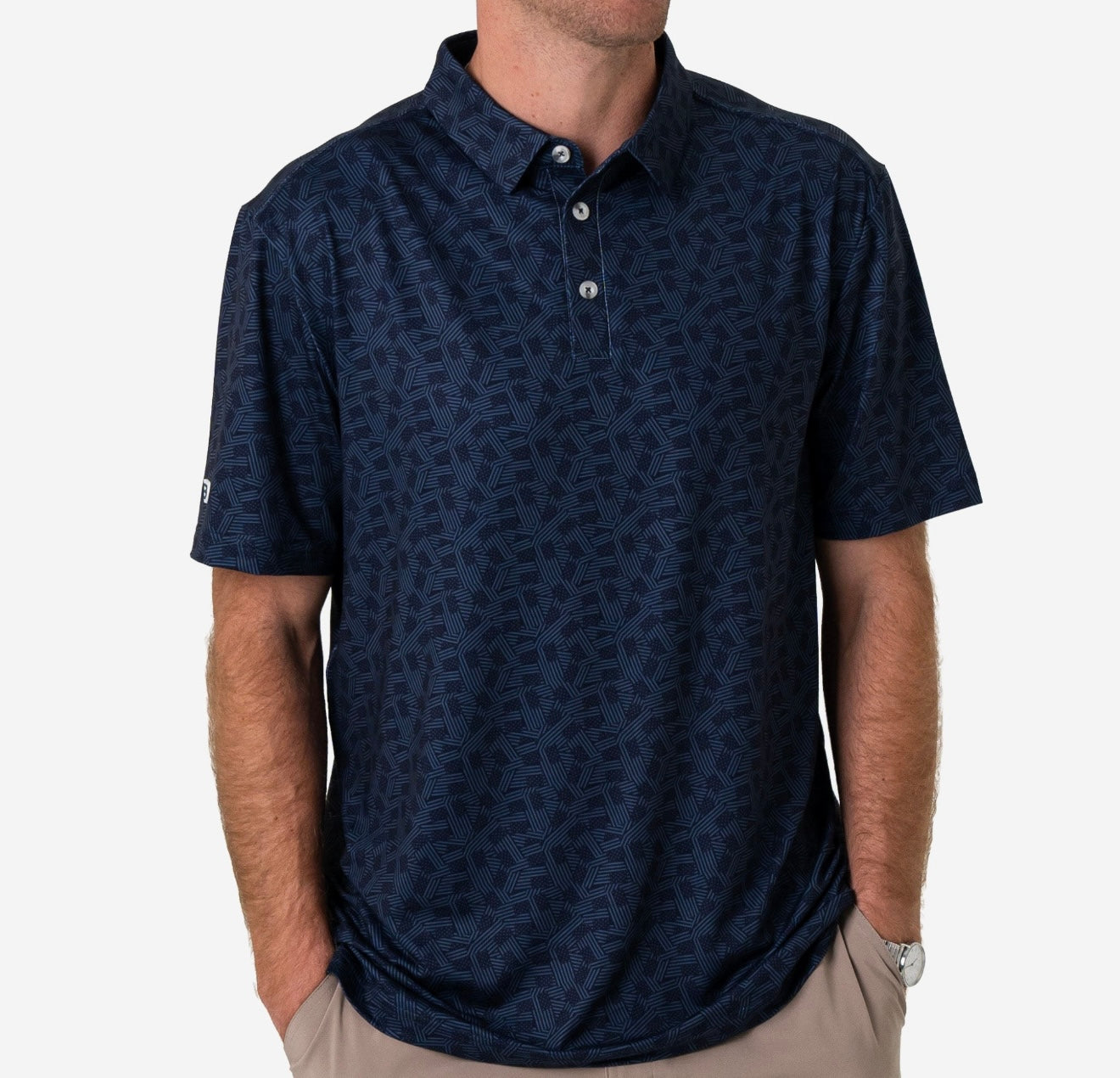 BURLEBO Navy Stars & Stripes Performance Polo