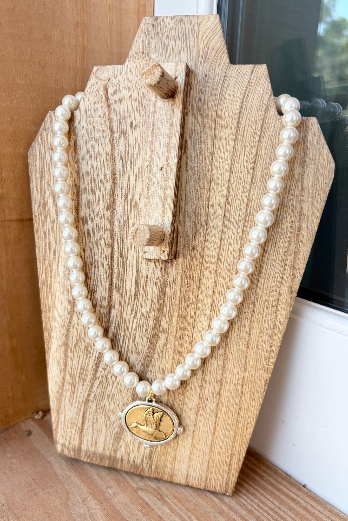 The Mixed Metal Signature Duck Necklace by MC: Pearl Beaded
