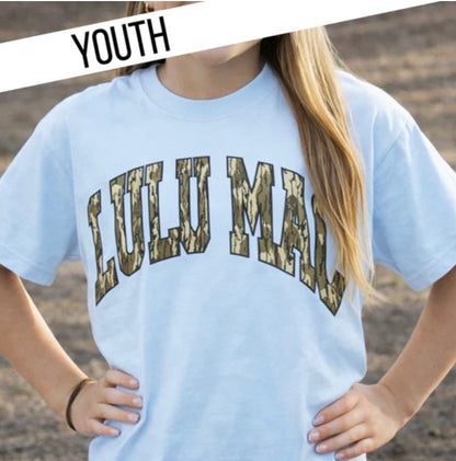 Youth Lulu Mac CHAMBRAY COMFORT COLORS MOSSY OAK TEE