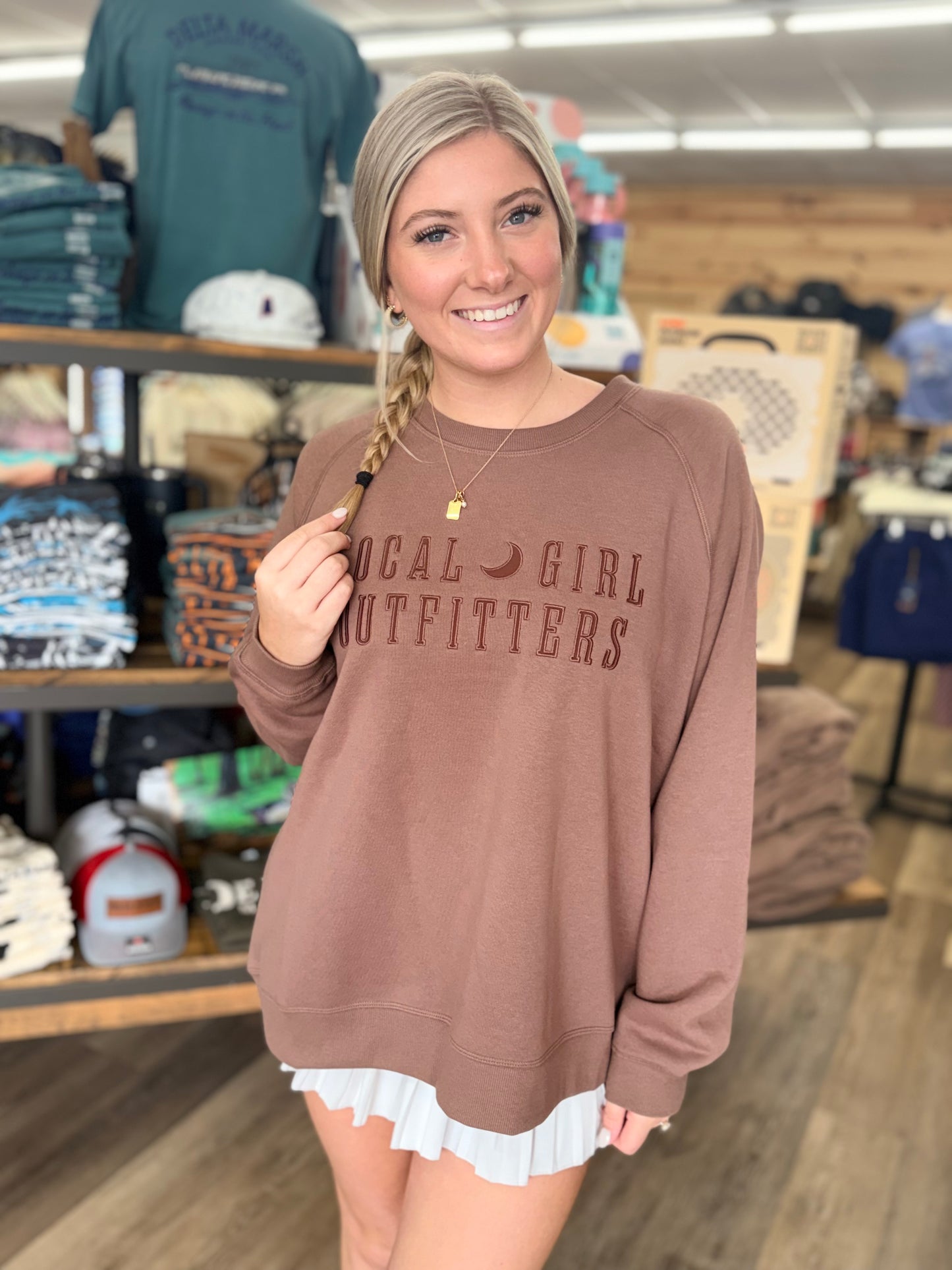 Local Girl Moon Cotton Crewneck - Rose