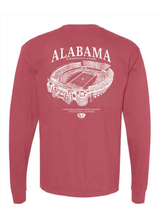 Alabama stadium Long Sleeve- Crimson