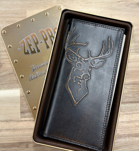 Buck Burnished Leather Secretary Wallet