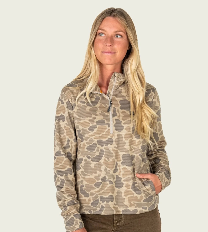 Marsh Wear Women's Sullivan Tech 1/4 Zip Fleece - Khaki Mallard Camo