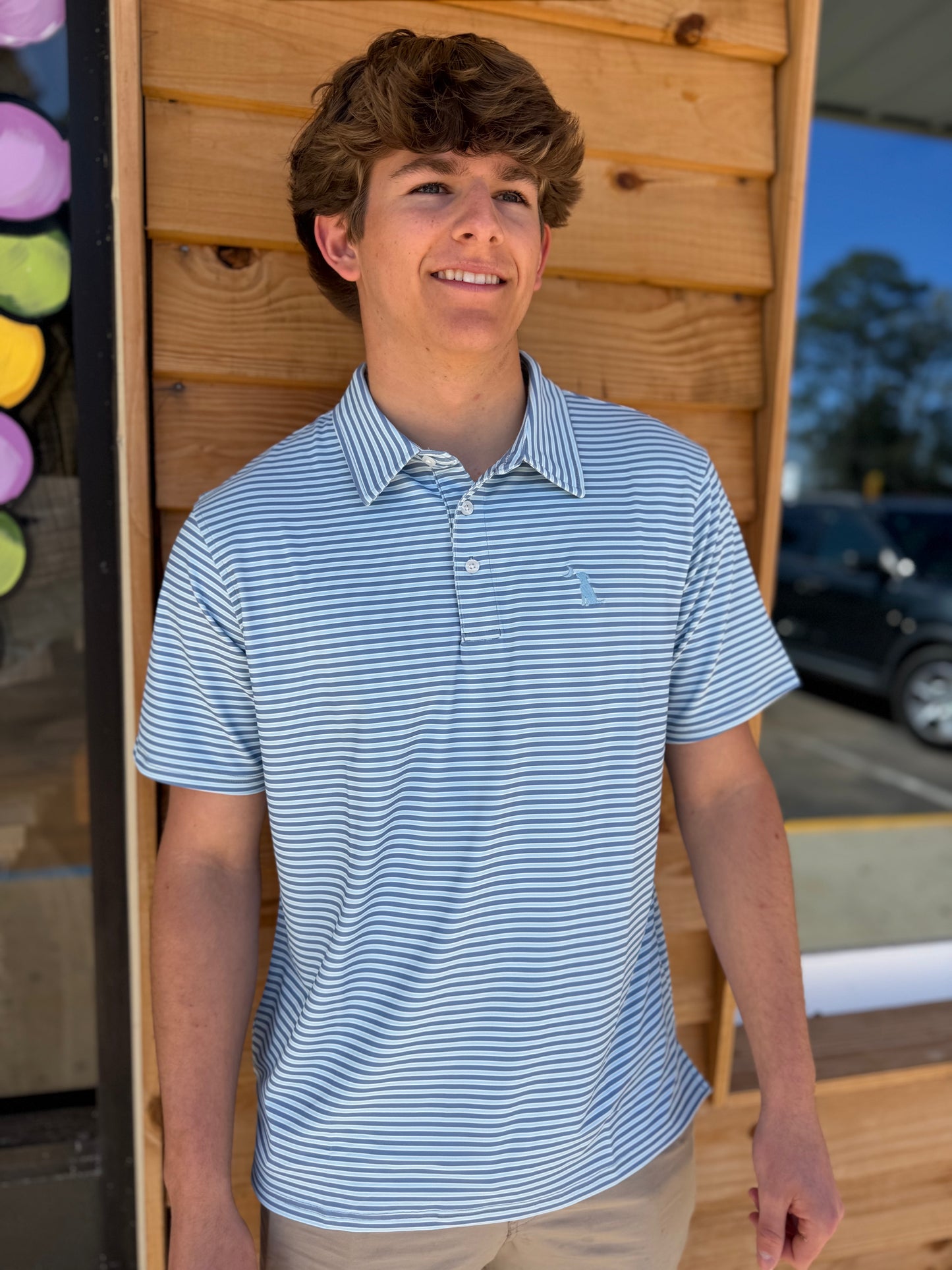 Local Boy Surfside Polo - Plum/Ice Blue/White