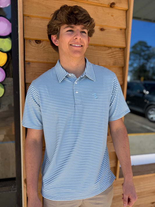 Local Boy Surfside Polo - Plum/Ice Blue/White