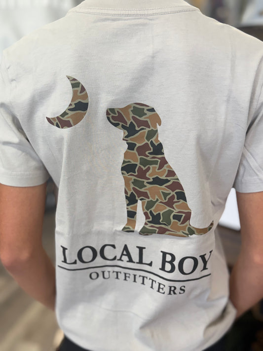 Youth Local Boy Autum Duck Camo Dog & Moon - Silver