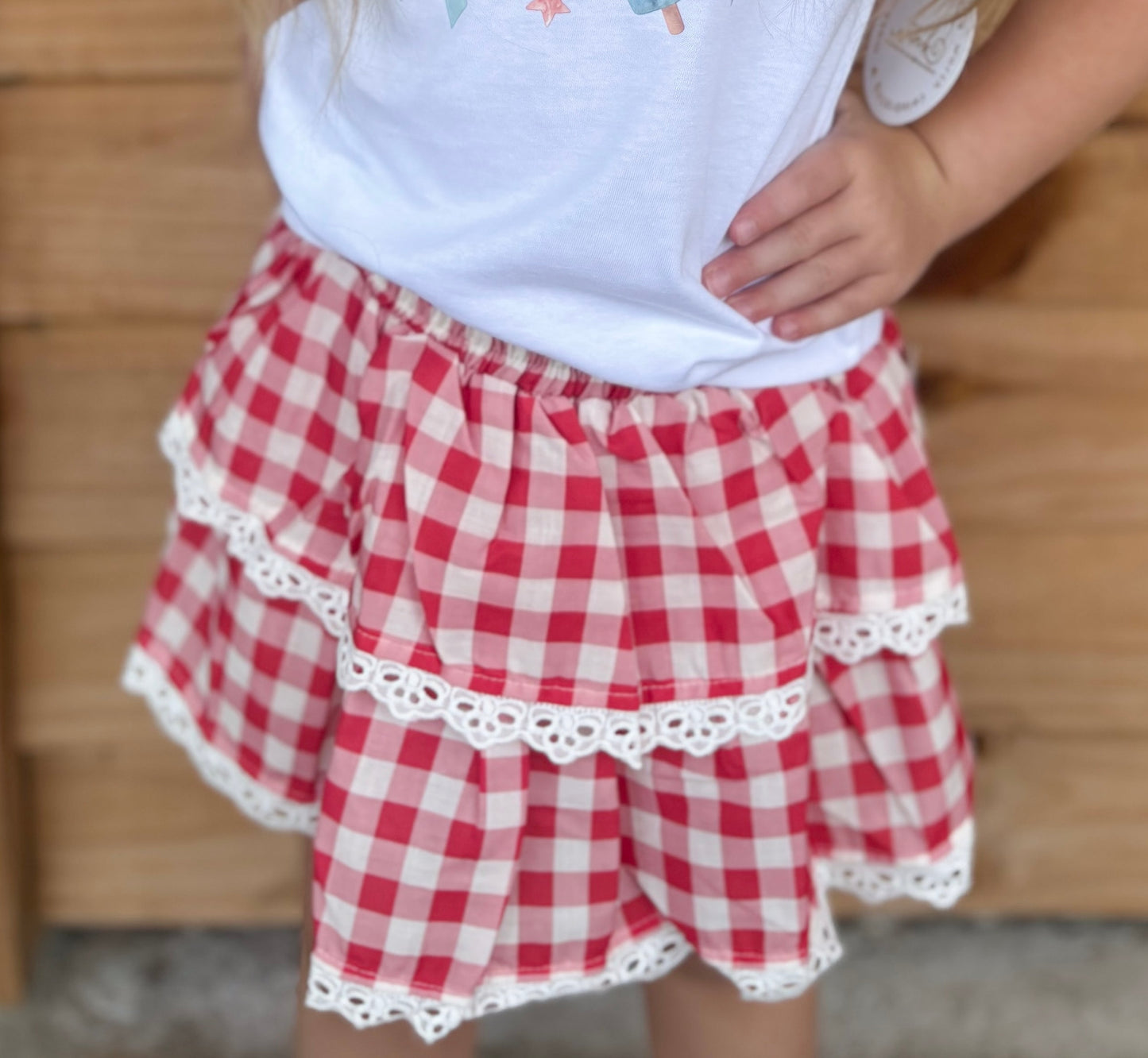 Red Gingham Skort - Kids Clothing - Spring Summer
