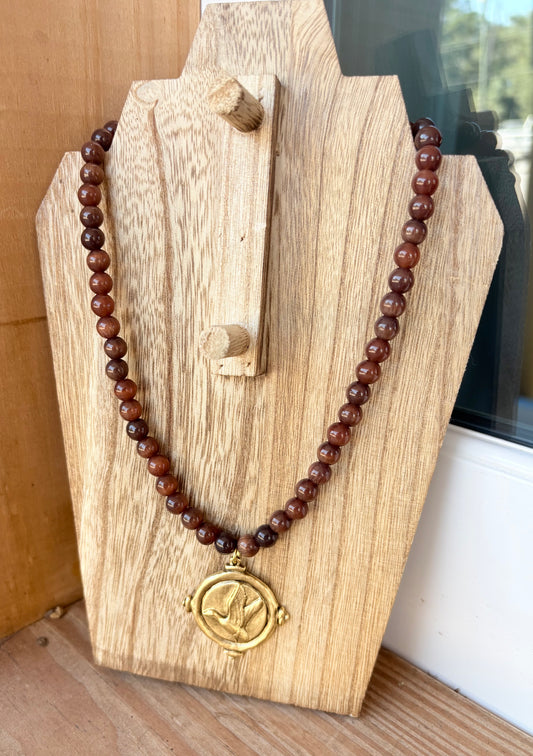 The Signature Duck Necklace by MC: Brown Beaded
