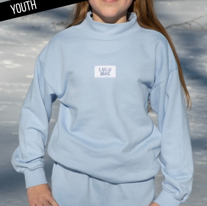 Youth Lulu Mac Longsleeve Terry Cloth Top - Light Blue